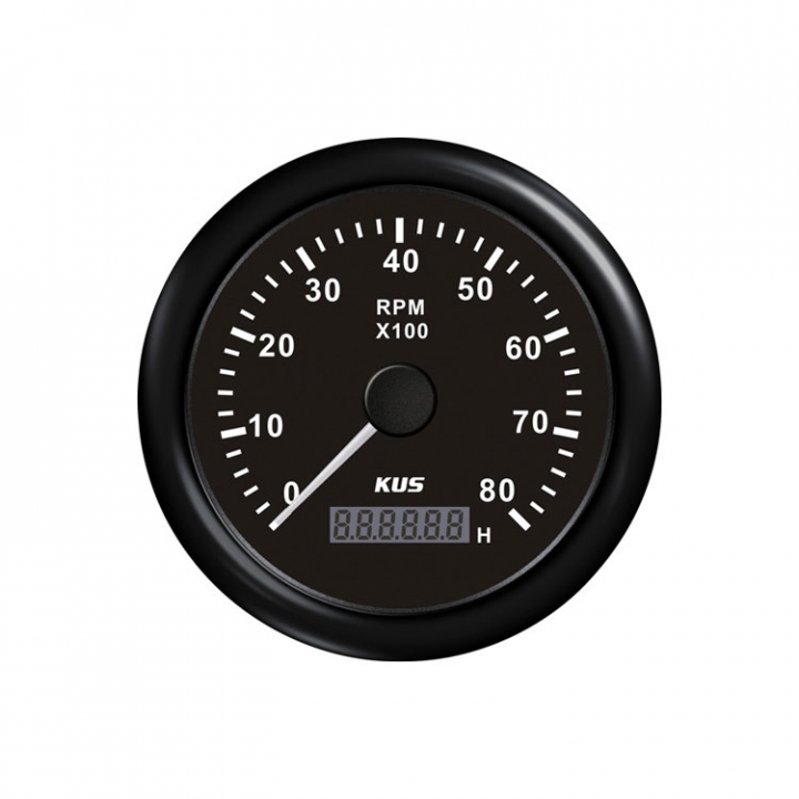 Varvmätare 0-8000 RPM Med Timräknare Svart 12/24V i gruppen Marinelektronik / Instrument / Analoga Instrument hos Marinsystem (1116524)
