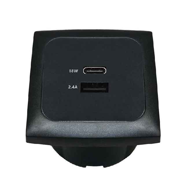 Inbyggd Kontakt 12/24V USB-A Och USB-C Svart i gruppen El & Installation / Strömförsörjning / USB-Uttag, kontakter & Laddare hos Marinsystem (1272083)