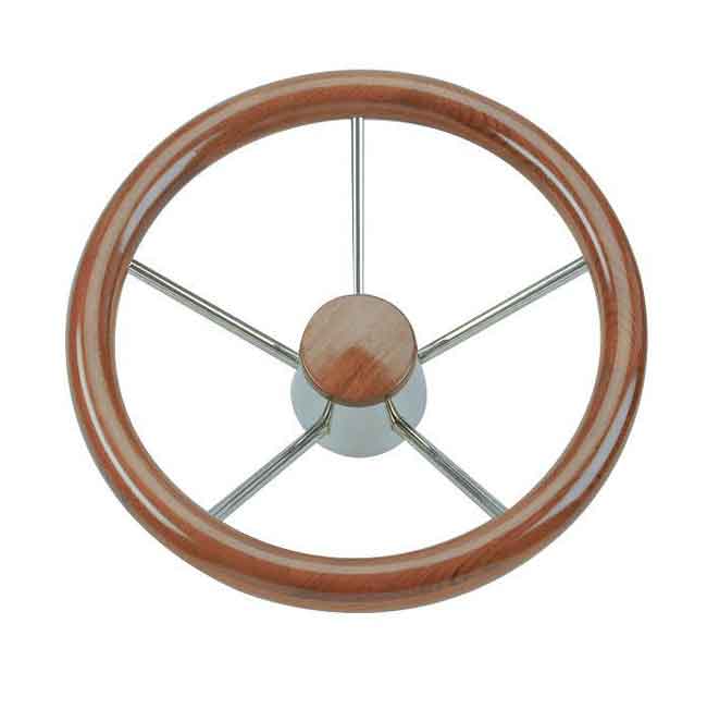 Stålratt Med Träring Teak i gruppen Styrsystem & Manövrering / Rattar & Tillbehör hos Marinsystem (1420600r)