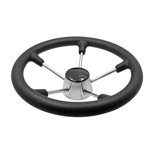 Stålratt AISI 316 Med Svart Soft Grip Ø28cm i gruppen Styrsystem & Manövrering / Rattar & Tillbehör hos Marinsystem (1420631)