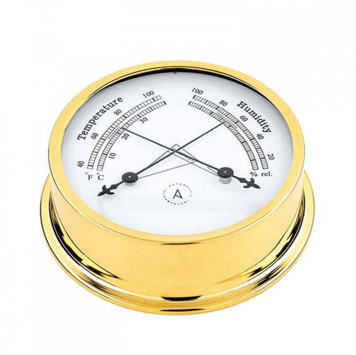 Pacific 120 Termo/Hygrometer Ø120/110mm Förgylld Mässing i gruppen Inredning / Komfort / Presentartiklar & Trivsel hos Marinsystem (1830021)