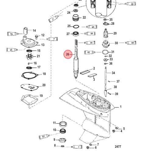 Drivaxel Kort Rigg (822466A1) i gruppen Motor & Tillbehör / Mercury / Mercury Övriga Reservdelar hos Marinsystem (822466A1)