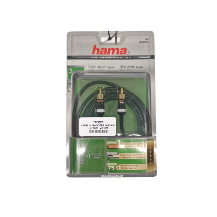 1xRCA - 1xRCA Kabel Subwoofer 3 m i gruppen Marinelektronik / Marinstereo & Tillbehör / Marinstereo-tillbehör hos Marinsystem (T83025)