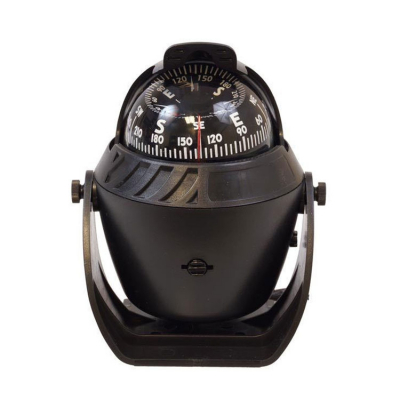 Kompass Svart Ø70mm Med Bygel, Belysning & Kompensator