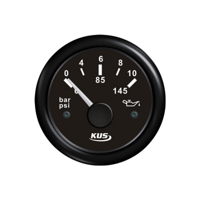 Oljetryckmätare Svart 0-10 Bar 12/24V