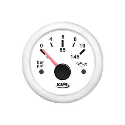 Oljetryckmätare Vit 0-10 Bar 12/24V