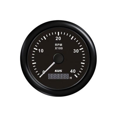 Varvmätare 0-4000 RPM Med Timräknare Svart 12/24V