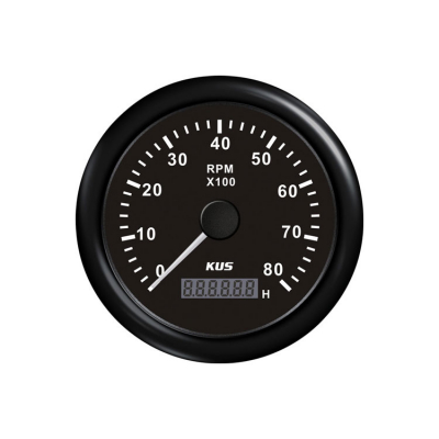 Varvmätare 0-8000 RPM Med Timräknare Svart 12/24V