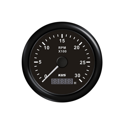 Varvmätare Diesel 0-3000 RPM Med Timräknare Svart 12/24V