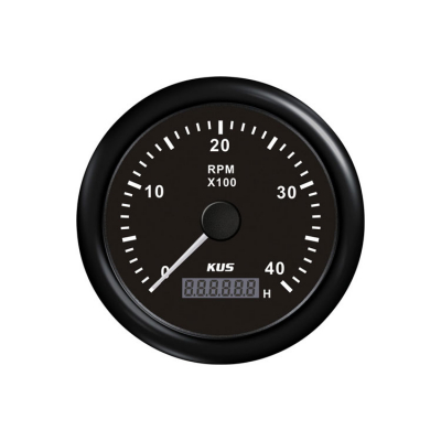 Varvmätare Diesel 0-4000 RPM Med Timräknare Svart 12/24V