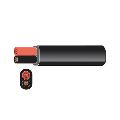 Förtennad 2-Ledad Platt Kopparkabel Röd/Svart