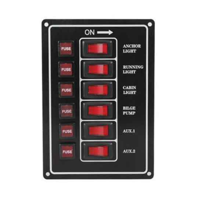 Strömpanel 6 Kontakter Vertikal 12v