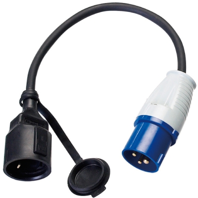 CEE Intag/Schuko Uttag 220V m/2,5 mm² kabel, 0.5m