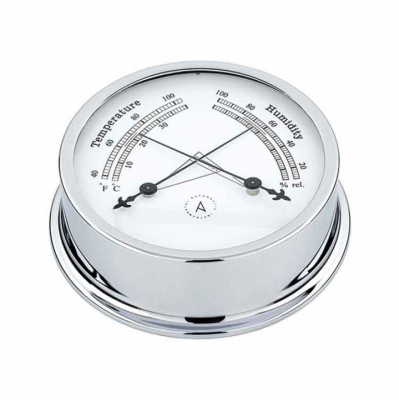 Pacific 120 Termo/Hygrometer Ø120/110mm Förkromad Mässing