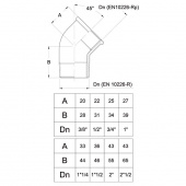 Rörvinkel 45G Inv/Utv Gänga Rörvinkel 45G Inv/Utv Gänga