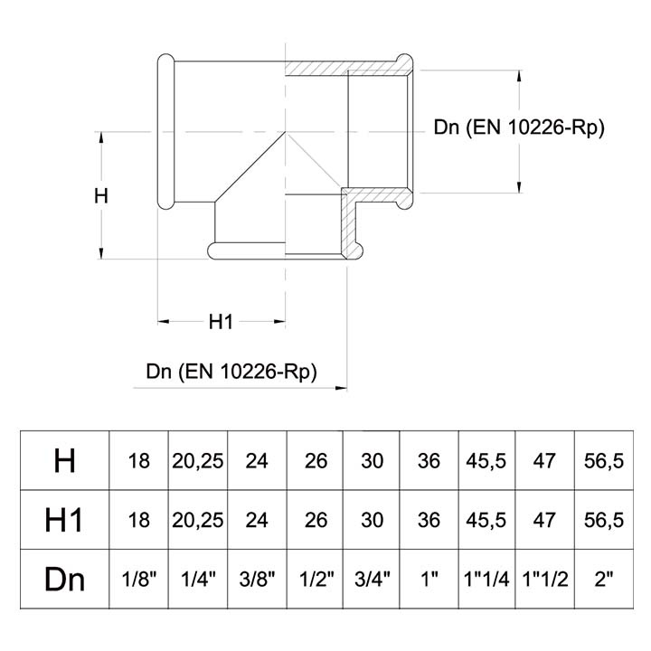 Rör T-koppling i Mässing