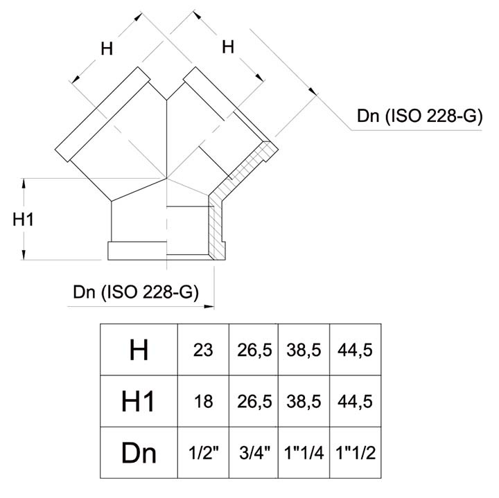 Y-koppling I Mässing Invändig Gänga