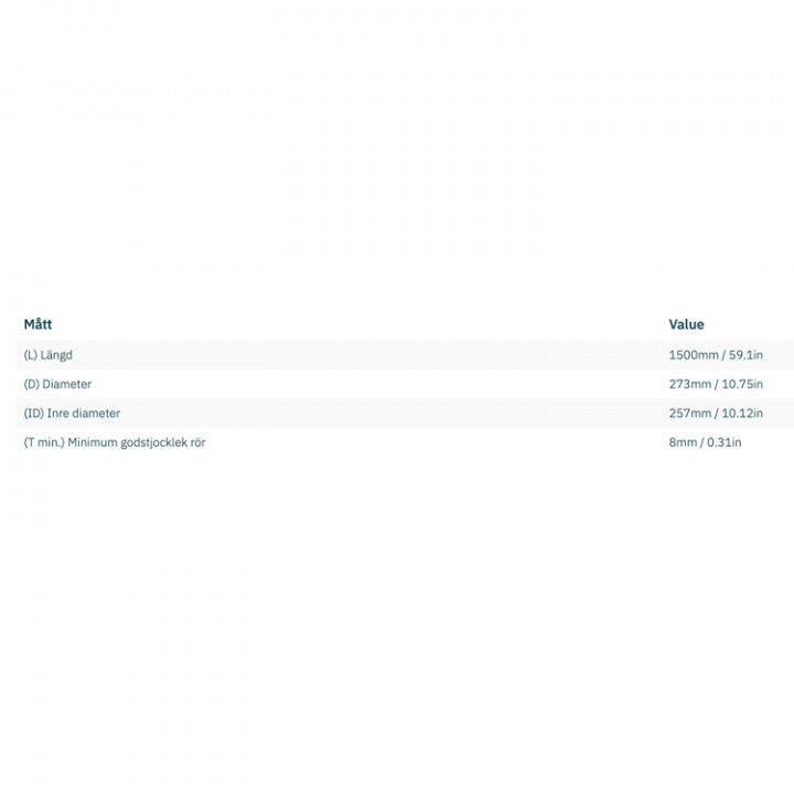 Trumma Stål Ø 250x8x1500mm