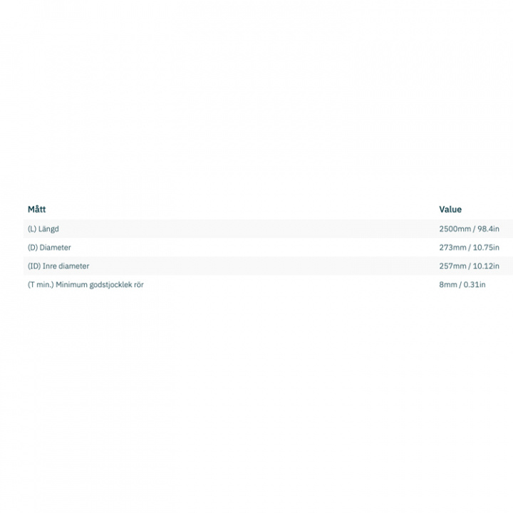 Trumma Stål Ø 250x8x2500mm