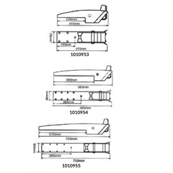 Ankarrulle Vippbar AISI 316 L-750mm B-90mm 15-30kg