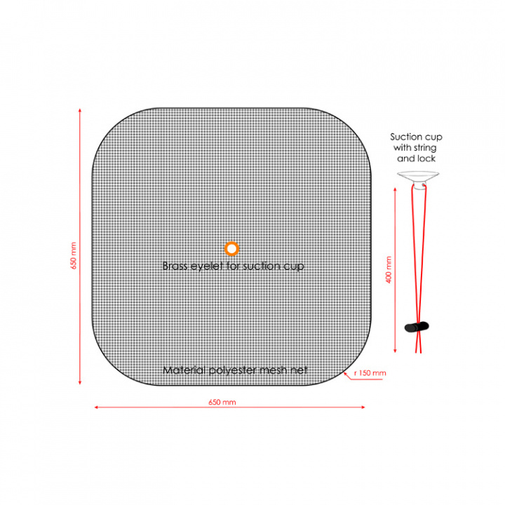 Myggnät Universal Till Däckslucka - 650x650 mm