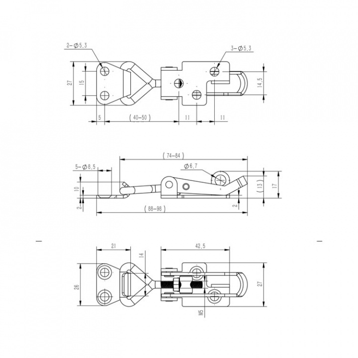 Excenterlås Med Lockbeslag Rostfri 76x26 mm