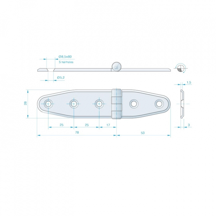 Gångjärn 131x30 mm