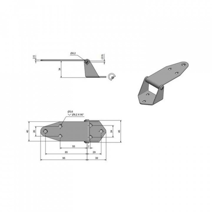 Gångjärn Förskjutet 137x40x34 mm
