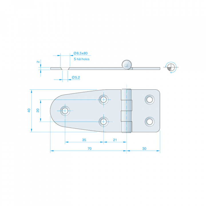 Gångjärn 100x40 mm