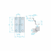 Dörrgångjärn 35x55 mm Vänster Polerad Mässing Dörrgångjärn 35x55 mm Vänster Polerad Mässing