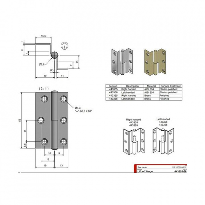 Fönstergångjärn Höger 32x55 mm