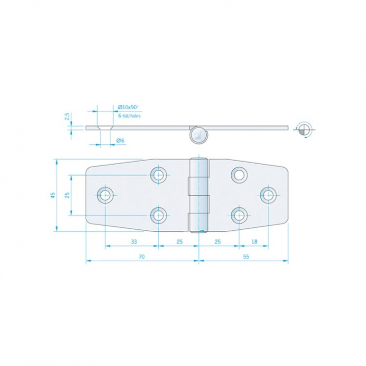 Gångjärn Omvänt 125x45 mm 