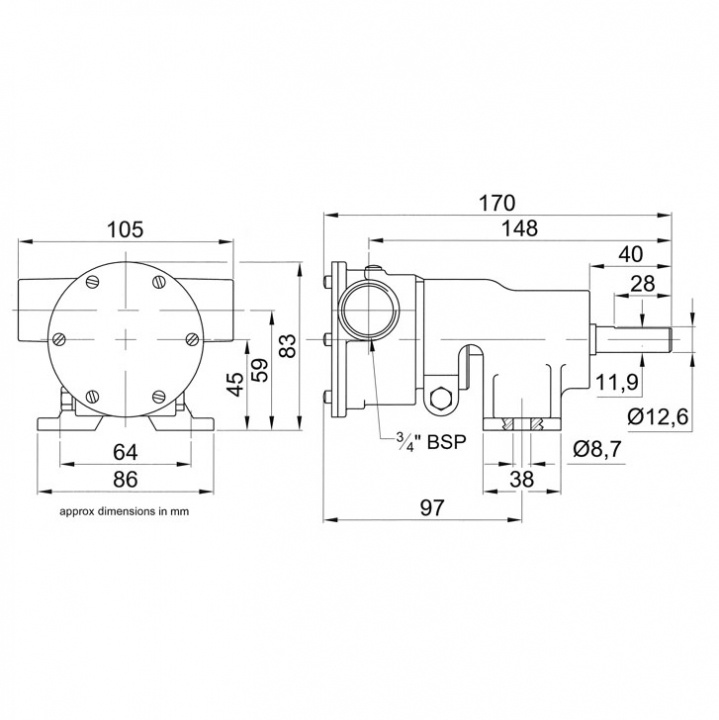 Pump brz ped 040 3/4