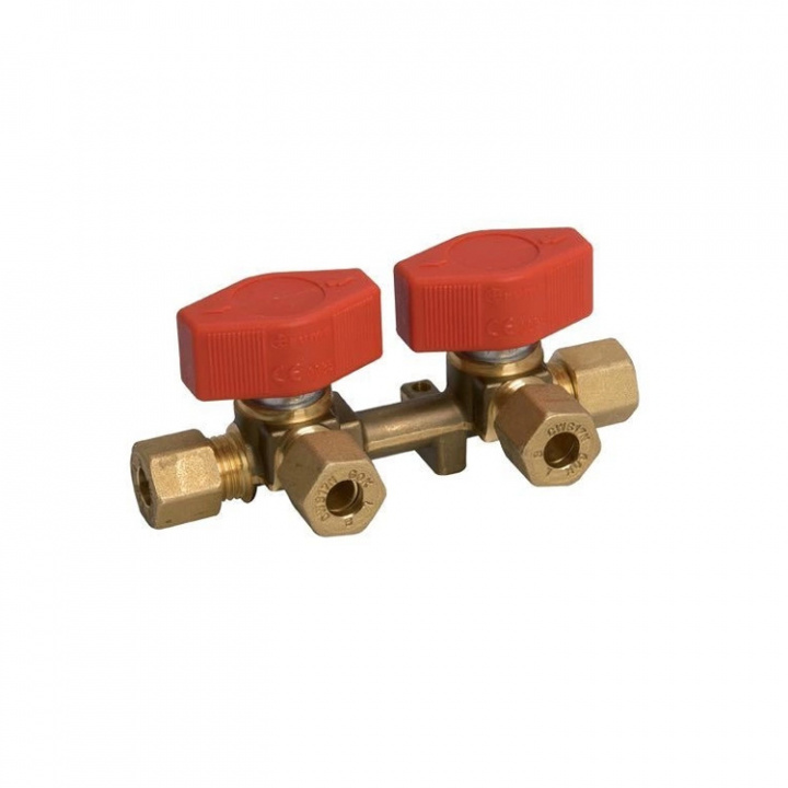 Gasolkran Mässing Dubbel 8 mm