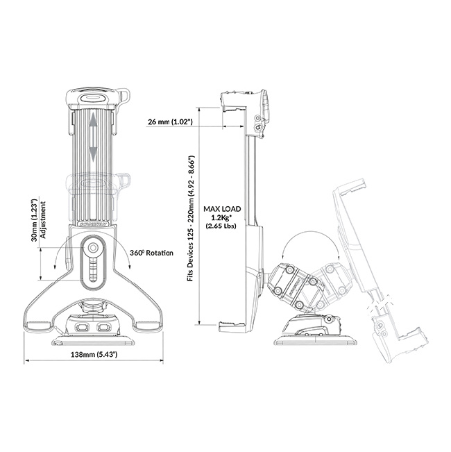 ROKK iPad/Surfplatta Monteringssats Självhäftande