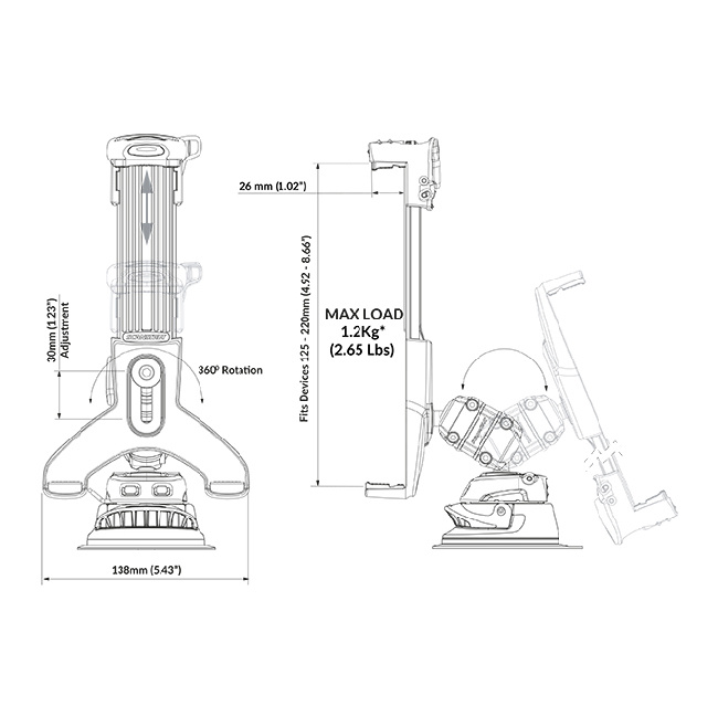 ROKK iPad/Surfplatta Monteringssats Sugkopp