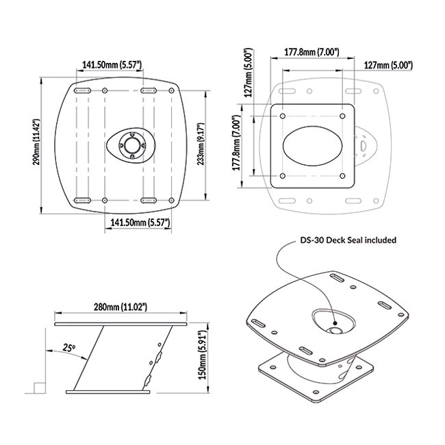 Powertower För Radar 150mm Aluminium Vit