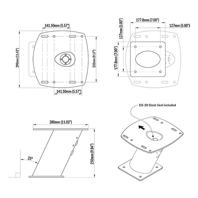 Powertower För Radar 250mm Aluminium Svart
