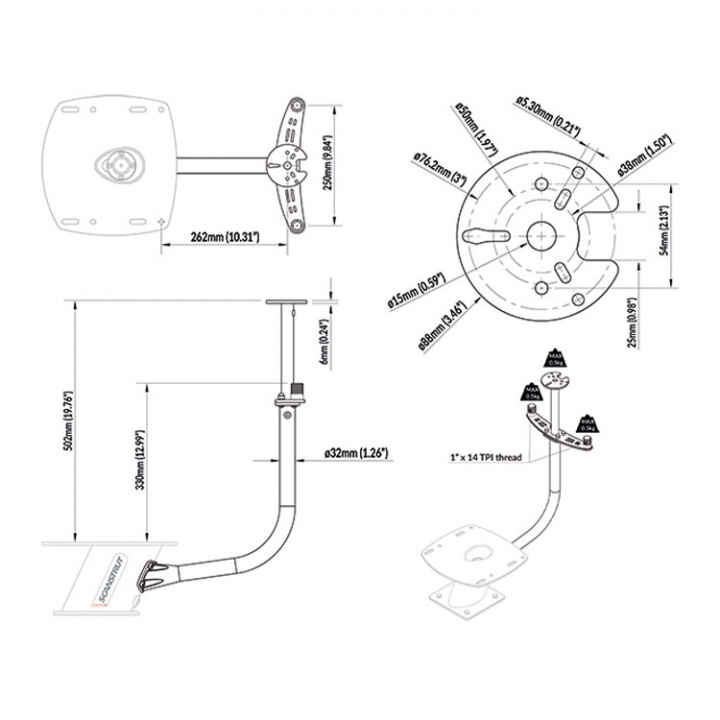 PowerTower Stången För 2 VHF-antenner & 1 Lanterna