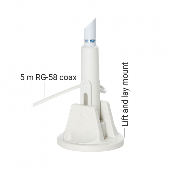 KM-22 BS VHF-Antenn Med Fällbart Fäste Vit