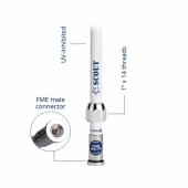 Quick VHF-Antenn Med Kabel & FME Hane/PL259-Kontakt Vit Quick VHF-Antenn Med Kabel & FME Hane/PL259-Kontakt Vit