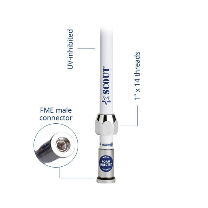 Quick VHF-Antenn Med Kabel & FME Hane/PL259-Kontakt Svart