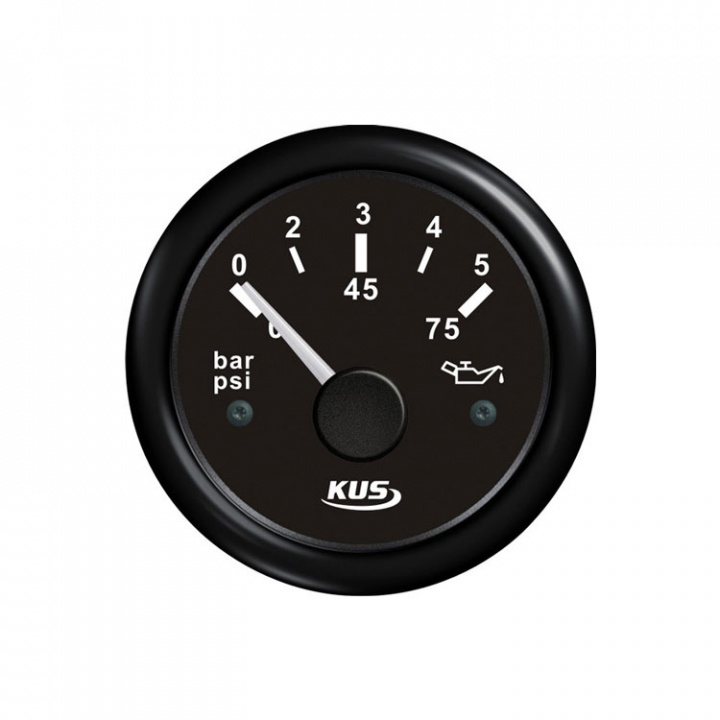 Oljetryckmätare Svart 0-5 Bar 12/24V