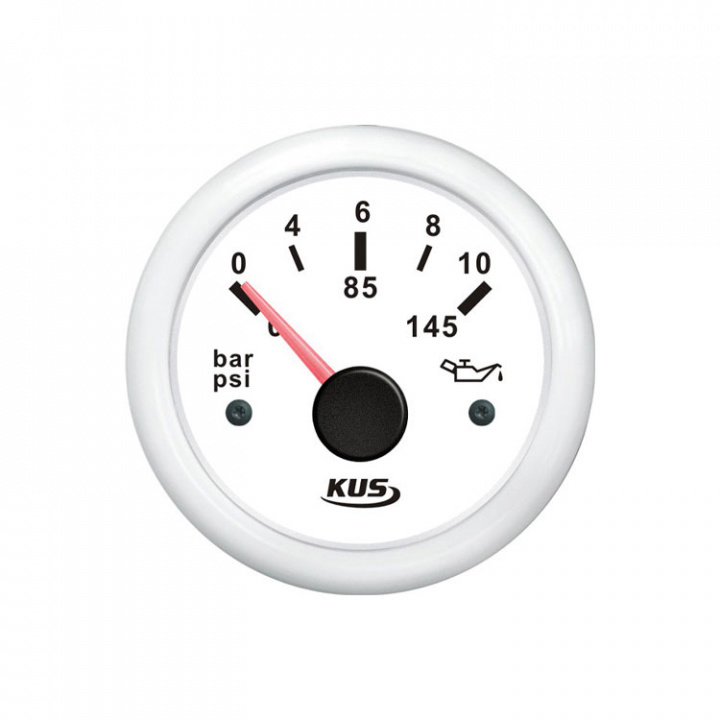Oljetryckmätare Vit 0-10 Bar 12/24V