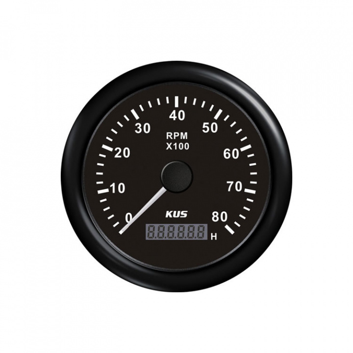 Varvmätare 0-8000 RPM Med Timräknare Svart 12/24V