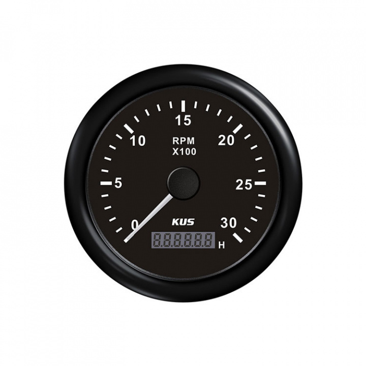 Varvmätare Diesel 0-3000 RPM Med Timräknare Svart 12/24V