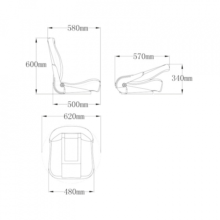 CP48 Fällbar Båtstol Svart/Ljusgrå