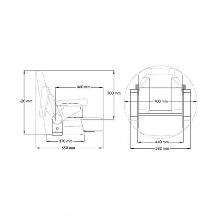 Royal Båtstol Vit Med Flip Up-Puff & Armstöd