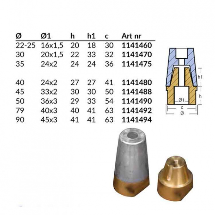 Zinkmutter Med 40mm Gänga 55mm Axel