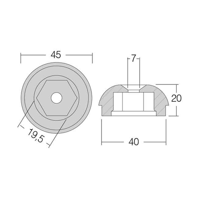 Zinkanod För Sidepower (71190A) SP55S/75T/95T,SE60/80/100/185